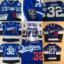 KOB WENG #32 Jonathan Quick Blue Limited Hockey Jersey 77 Jeff Carter 8 Drew Doughty Jersey Dowolne imię i dowolne numer vintage