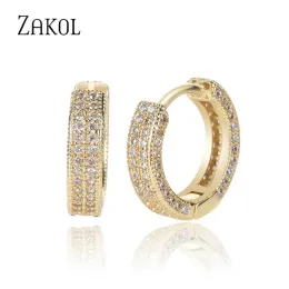 Серьги Zakol Fashion Gold Circuit Circle Серьги для женщин преувеличенные микроинделяционные кубические дискуссии о кубической дистанции циркония