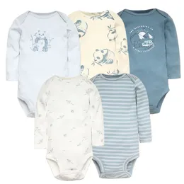 Bodysuits de menino 5 peças nascidas roupas de criança para criança roupas de bebê 100% algodão de carrinho de bebê macio