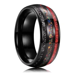 Bandas Moda 8mm Black Tungstênio Ring de Carboneto para homens Banda da aliança de casamento Incloy colorido opal vermelho preto preto anéis
