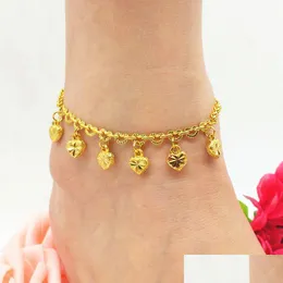 Anklets Lucky Armband på benet gula guldfyllda hjärtklockkvinna Lovely Fish Jewelry Gift 220321 Drop Delivery DHM2S