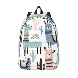 Backpack Student Bag Cute Llama And Cactus Parent-child Lightweight Couple Laptop