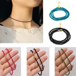 Fios simples spinel contas colar feminino jóias finas mulheres micro facetas gem de colares curtos de pulseira colar de tenda de gargantilha