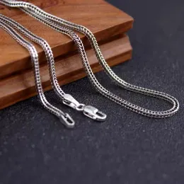 ネックレス1.6mm厚さS925 Sterling Silver Bright Classical Chopin Link Weave Fox Tail Pendant Chain Necklace Men Woman Fine Jewelry