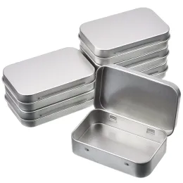 BINS 12PCS/Set Small Metal Storage Box Tin Silver Storage Case Case Organizer for Money Coin Candy Key 9.5*6*2cm