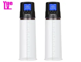 Yuelv USB Bomba de pênis elétricos recarregáveis LCD Display Penis Aumentar a bomba de vácuo do pênis masculino Produtos de sexo adulto para ME2092781