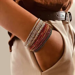 Strands Bracelete de cristal transparente para mulheres Bling Stretch Rhinestones Bracelets Girls Colorful Wrist Bangles Jewelry Girlfriend Gift