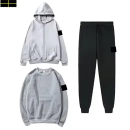 STONE JACKET 3pices Designer Mens Tracksuit Man Sweater Trousers Set Basketball Streetwear Sweatshirts Sport Suit Letter Clothes Thick Hoodies women Pants