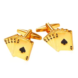 Länkar Collare Poker Player manschettknappar för herrguldfärg män smycken spelkort manschettknappar högkvalitativa grossistmanschett länkar c107