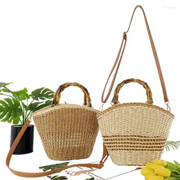 Hobo Paper Rope Rope Leisure Teng Handle Bag الركاب باليد مع صليب قطري عشب عصري منسوج