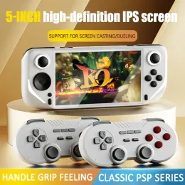 Giocatori Nuovo prevendita E6 Console di gioco portatile da 5 pollici IPS a schermo intero 60Hz Schermata alta console di gioco ESports PSP Sistema Android N64