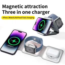 Chargers Remax 15W Магнитное беспроводное зарядное устройство для iPhone 14 PROMAX 13 12 Apple AirPods Pro Iwatch Propable Postable Foldable Fast Charging Dock