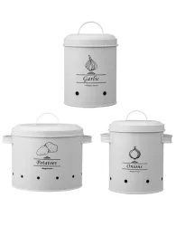 Организация Leeseph Canister Sets для кухонного стойки, 3 штук чесночного картофельного лукового лукового канистры для организации и корзины для хранения кладовой