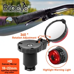 Lights Bicycle Rearview Mirror قابلة للتعديل قابلة للتعديل مقود ركوب الدراجات LED مرايا عرض الضوء الخلفي على ملحقات الدراجة على الطريق MTB