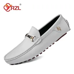 Yrzl Белые лоферы мужчины повседневная обувь роскошная бренда мужская мокасины дышащие большие размеры 3748 Слипку при вождении для 240410