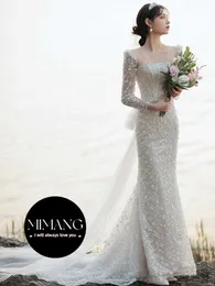 Designer French Light Wedding Dress 2024 New Brides Elegant and Elegant Elegance High end Princess Style Fishtail Unique Wedding Dress