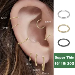 Brincos 2/6pcs sem costura 316l anel de aço inoxidável para homens Brincos de argolas de septo Hélice TRAGUS Piercing Jóias 20G 18G 16G