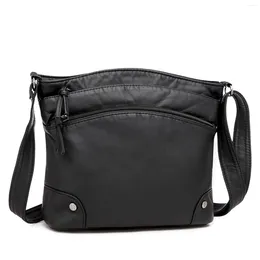 Storage Bags Women Small Crossbody Bag Soft PU Leather Triple Zip Sling Crossover Shoulder For Outdoor Traveling Shopping JAN88