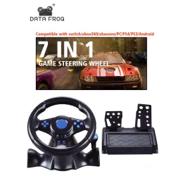 Wheels Data Frog Steering Wheel for Nintendo Switch PC PS3 PS4 Xbox 360 Vibration Moystick Gaming simracing مع الدواسات الحساسة 2023