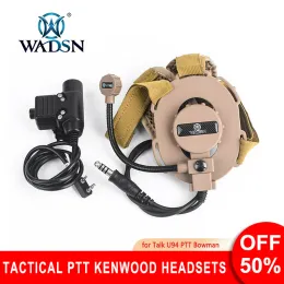 アクセサリーWadsn Bowman Evo IIIソフトエアヘッドセットEarphone Airsoftヘッドフォン+プッシュトゥトークU94 TACTICAL PTT KENWOODアダプターWZ183