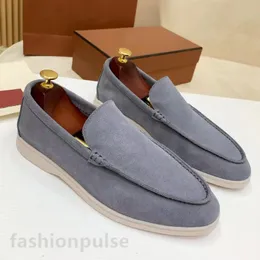 Loro Pianaa Shoes Lp Shoes Summer Wak Charms Suede Laiders Moccasins Apricot Leather Leather Men Glists Dip on Pats Women Luxury Designers Flat Dressshoe 8311