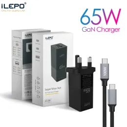 Chargers ILEPO 65W GAN USB Caricabatterie Quick Charge PD3.0 QC4.0 Tipo C Caricatore PD Adattatore di ricarica rapida per iPhone 12 Xiaomi Huawei Laptop