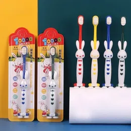 Barns bambu tandborste4 färger mjuka fiber borst biologiskt nedbrytbart handtag ekovänliga barn tandborstar
