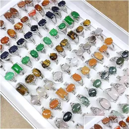 솔리테어 링 솔리테어 링 링 50pcs/lot colorf natural stone rings for Women Ladies gemstone 보석 패션 믹스 스타일 발렌타인 데이 DHPJ7