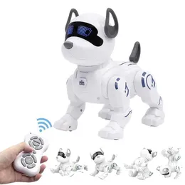 Electric/RC Animals RC Robot Electronic Dog Robot Stunt Walking Dancing Toy Touch Touch جهاز التحكم عن بُعد PET الكهربائي لألعاب الأطفال T240422