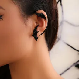 Brincos kunjoe gótico preto bastão de asa de asa de breol Ear breol para homens homens punk metal sem piercing brincos de halloween jóias de cosplay presente