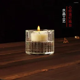 Candle Holders Tibet Scripture Holder Crystal Candlestick Oil Lamp Seat Zen Home Decorations Buddhist Meditation 2.3"