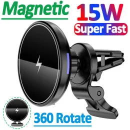 Chargers 15W Strong Magnetic Car Wireless Charger for macsafe iPhone 14 13 12 pro max Air Vent Car Phone Holder Stand Fast Car Charging
