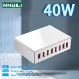 Hubs 40W 8ports USB -Ladegerät Adapter Hub Ladestation Socket Telefon Ladegerät für iPhone 6 7 8 Samsung Xiaomi Huawei US EU UK AU -Stecker