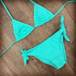 4C3A Swim Wear 4 Color Brand 2023 Summer Girls Swimwear Soild Baby Kids Swimwear Biquini Maintil купальники Falbala Bikini Girl за 6-14 лет 240423