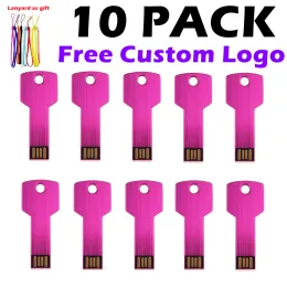 Drives 10PCS/lot Metal USB Flash Drive Pen Drive 4GB 8GB 16GB Pendrive 32GB 64GB Memory Stick 128GB USB Stick Gift Free Customized LOGO