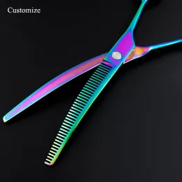 Shears Customize 7 '' Jp 440c 38 Teeth Pet Dog Grooming Curved Hair Scissors Thinning Barber Haircut Shears Hairdresser Scissors