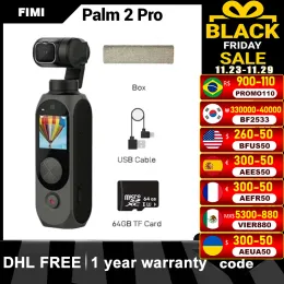 قوسين Fimi Palm 2 Pro 3axis مستقر كاميرا محمولة 4K 30 إطارًا في الثانية 160 دقيقة تقليل الضوضاء MIC128 ° زاوية عري