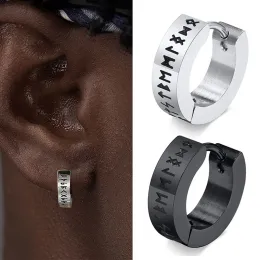 Earrings Vintage Norse Viking Runes Hoop Earrings for Men Male Boys,Waterproof Stainless Steel Huggie Ear Gifts Christmas Jewelry