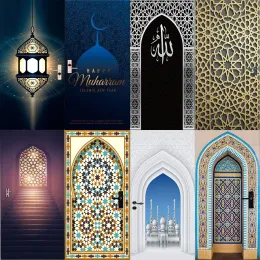 Clothing Retro Style Door Stickers 29 Muslim Art Mural Stickers Selfadhesive Waterproof Wallpaper Corridor Wardrobe Decoration Posters