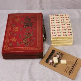 Set di viaggio all'aperto Mini vintage Mahjong Portable Travel Board Game Tabella pieghevole Mahjong Set with Box Card Game Boardgames