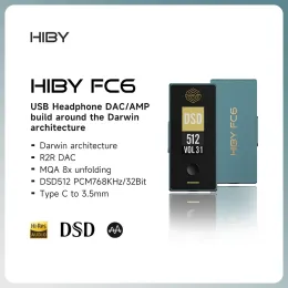 Konwerter Hiby FC6 MQA 8X Dongle USB TPYE C DAC Wzmacniacz słuchawkowy Dekoder DSD 512 HIFI Audio R2R dla Android Mac Win10 PC Karta dźwięku mp3