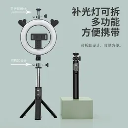 new 2024 Wholesale of Manufacturer's LED Ring Fill Light Bluetooth Selfie Pole 3-color Beauty Live Streaming Universal Tripod Selfie Pole-