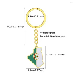 Tornari Algeria City Mappa bandiera Etnica in acciaio inossidabile Ciondolo portachiavi per uomini Don Reg regale per la catena chiave ad anello Accessorio