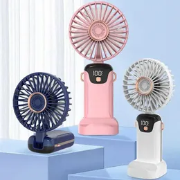 Outros aparelhos fãs portáteis fãs USB Small Handheld Fan Fan de bolso USB RECULING FAM ELECTRIC REAL SPEM COM LCD J240423