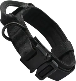 Vests Tactical Dog Collar Adjustable Military Nylon Thick Collars Heavy Duty Metal Buckle and Handle for Medium Large