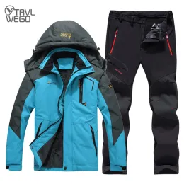 Accessories TRVLWEGO Men Winter Travel Waterproof Fishing Thermal Pant Trekking Hiking Camping Skiing Climbing Outdoor Jackets Set 6XL Suit