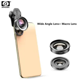 Filtros Apexel 2 em 1 lente de telefone celular de 120 graus super angular+10x lente lente lente para celular iphone samsung e todos os smartphones