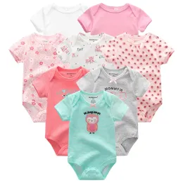 One-Pieces 8pcs Baby Girls Kleidung Neugeborenes Mädchen ROMPER 100%Baumwollkinder Jungenuiten Kurzarm Kleinkind Kleidung