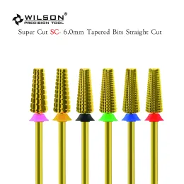 BITS WILSON Super CUT SC 6,0 mm pezzi affusolati taglio dritta stagno bene solare stili popolari manicure dc bit per unghie multipli in carburo