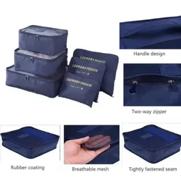 6PCSトラベルストレージバッグ衣服用整頓されたオーガナイザーワードローブスーツケースポーチトラベルオーガナイザーバッグケースシューズパッキングキューブバッグ